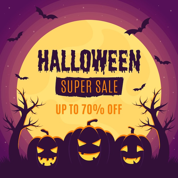 Vector gratuito concepto de venta de halloween de diseño plano