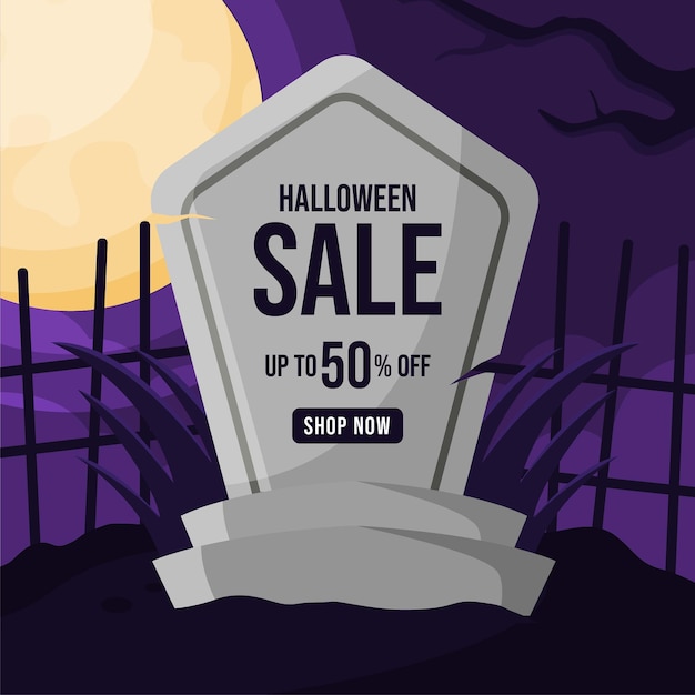 Vector gratuito concepto de venta de halloween de diseño plano