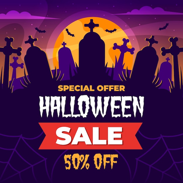 Vector gratuito concepto de venta de halloween de diseño plano