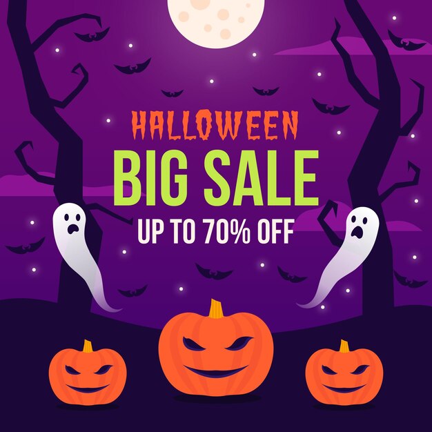 Concepto de venta de halloween de diseño plano