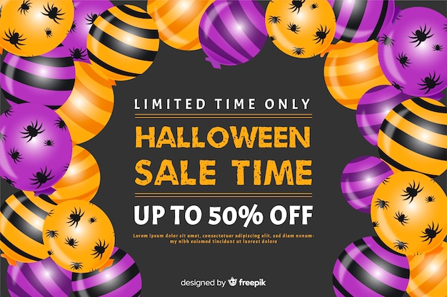 Vector gratuito concepto de venta de halloween con fondo de diseño plano