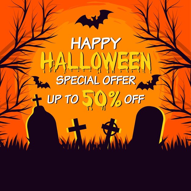 Concepto de venta de halloween plana