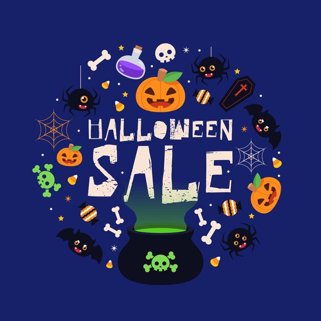 Concepto de venta de halloween plana