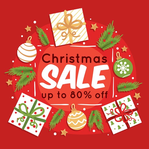 Concepto de venta de Navidad dibujado a mano
