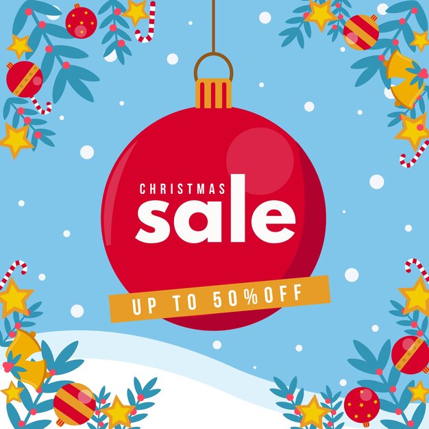 Concepto de venta de Navidad en diseño plano