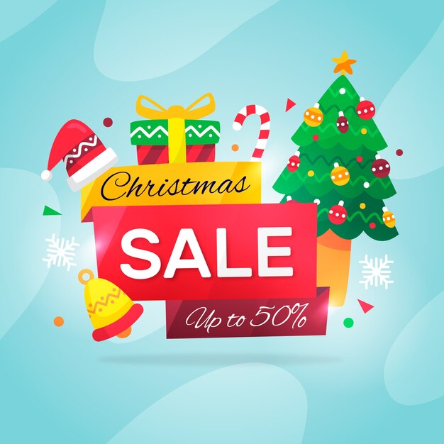 Concepto de venta de Navidad en diseño plano