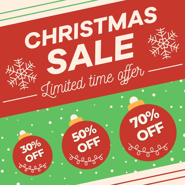 Concepto de venta de Navidad en diseño plano
