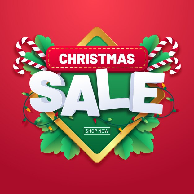 Concepto de venta de Navidad en diseño plano