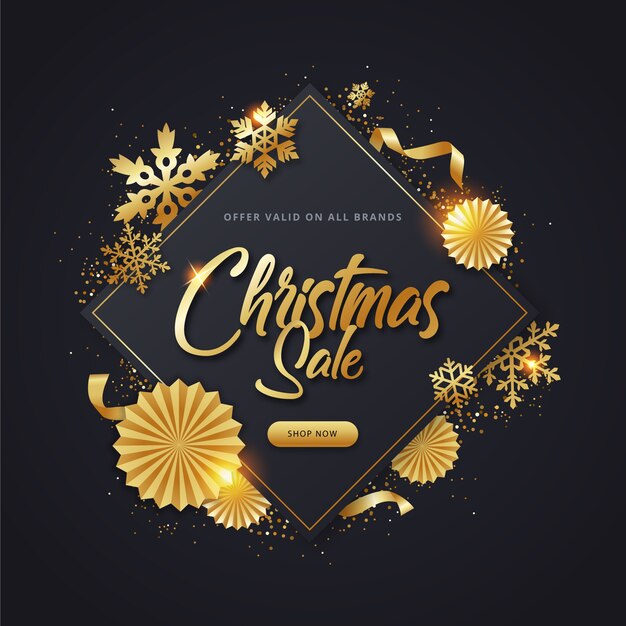 Concepto de venta de Navidad dorada