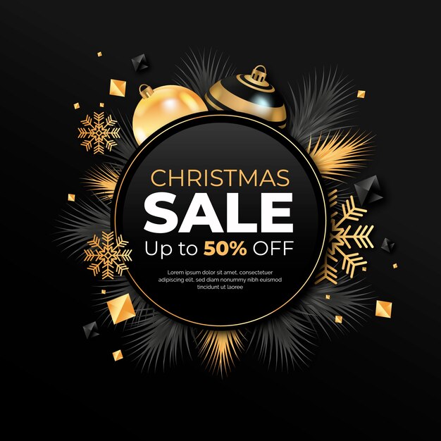 Concepto de venta de Navidad con fondo realista
