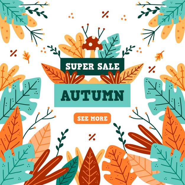 Concepto de venta otoño dibujado a mano