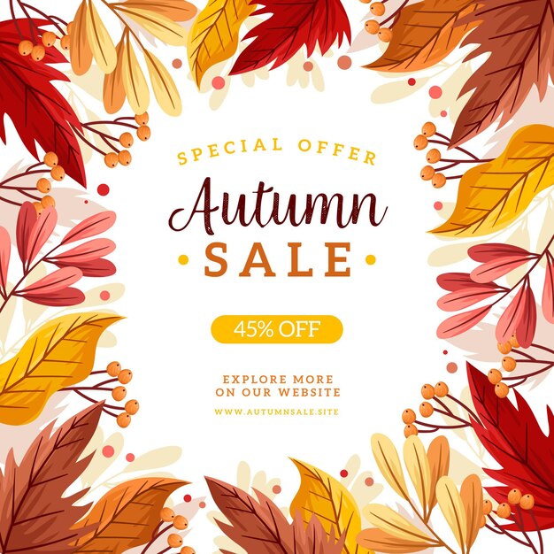 Concepto de venta otoño dibujado a mano