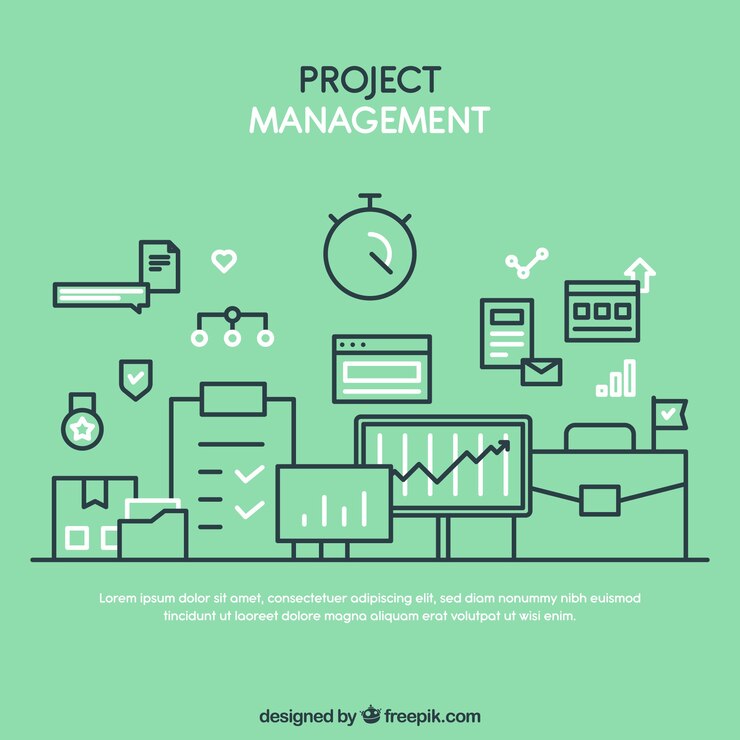 Vector gratuito concepto verde flat de gestión de proyectos