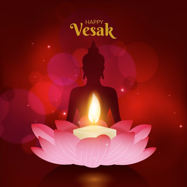 Concepto vesak realista con velas