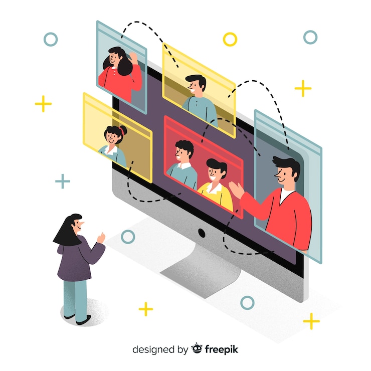 Vector gratuito concepto de videoconferencia para landing page