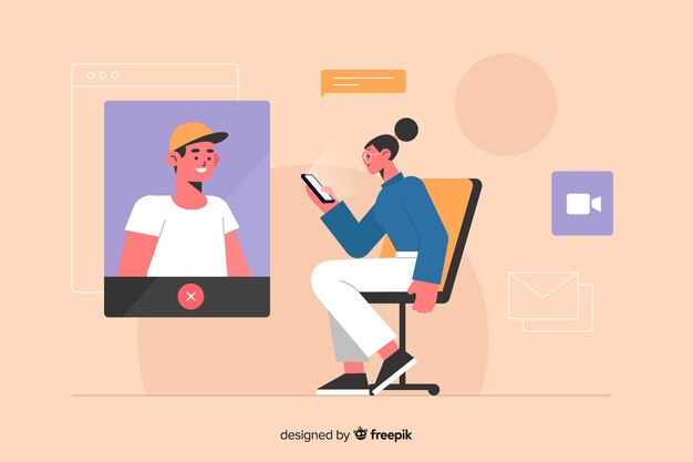 Concepto de videoconferencia para landing page