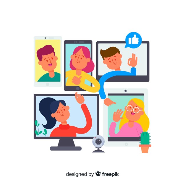 Concepto de videoconferencia para landing page