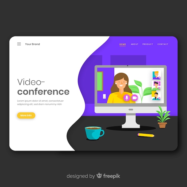 Vector gratuito concepto de videoconferencia para landing page