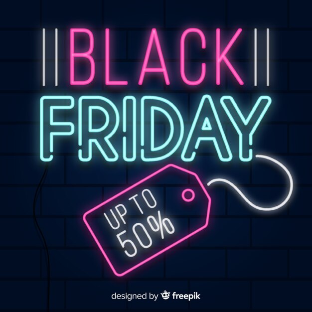 Concepto de viernes negro con diseño de neón