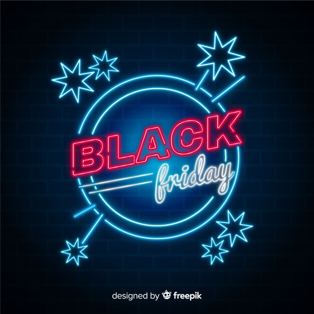 Concepto de viernes negro con diseño de neón