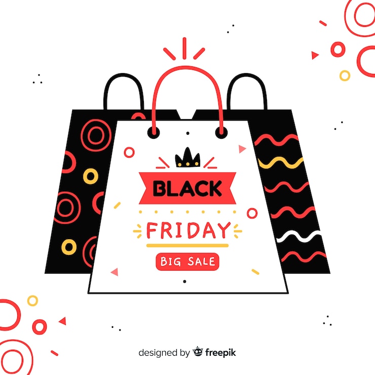 Vector gratuito concepto de viernes negro con fondo dibujado a mano