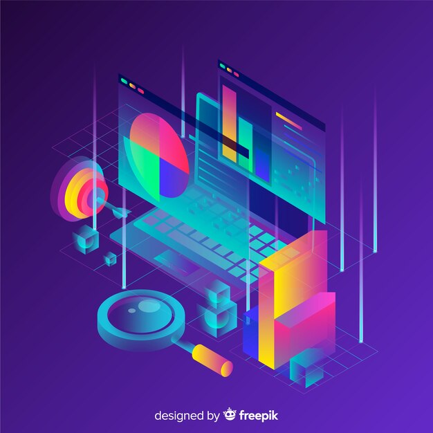 Concepto visualización de datos fondo isométrico
