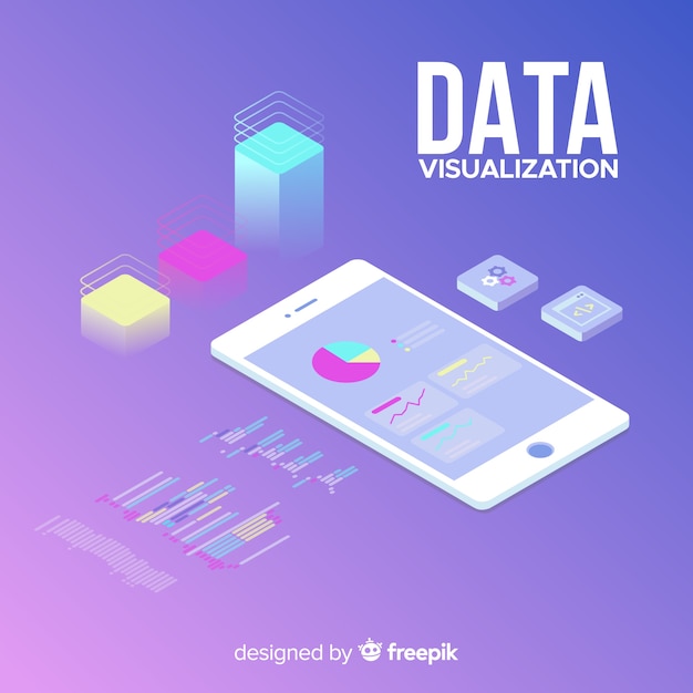 Concepto de visualización de datos isométricos