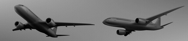 Concepto de vuelo de viajes aéreos con avión negro 3d