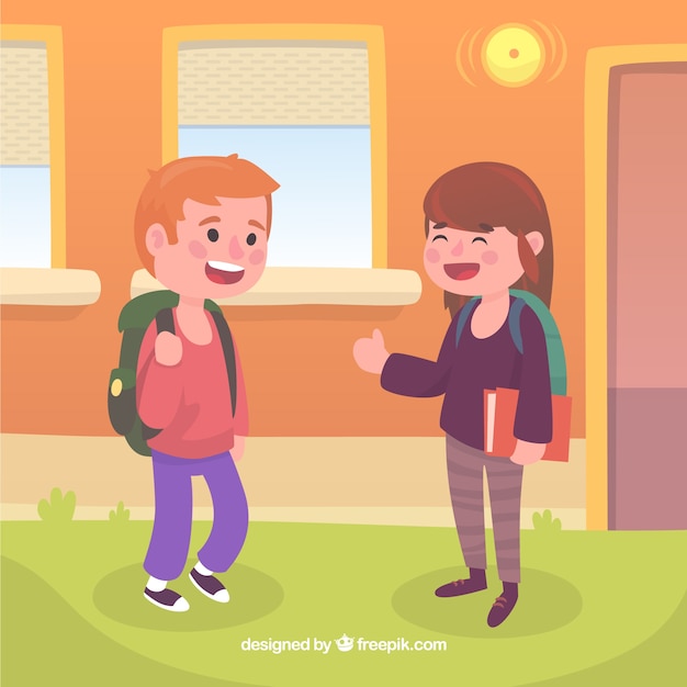 Vector gratuito concepto de vuelta al cole con dos niños