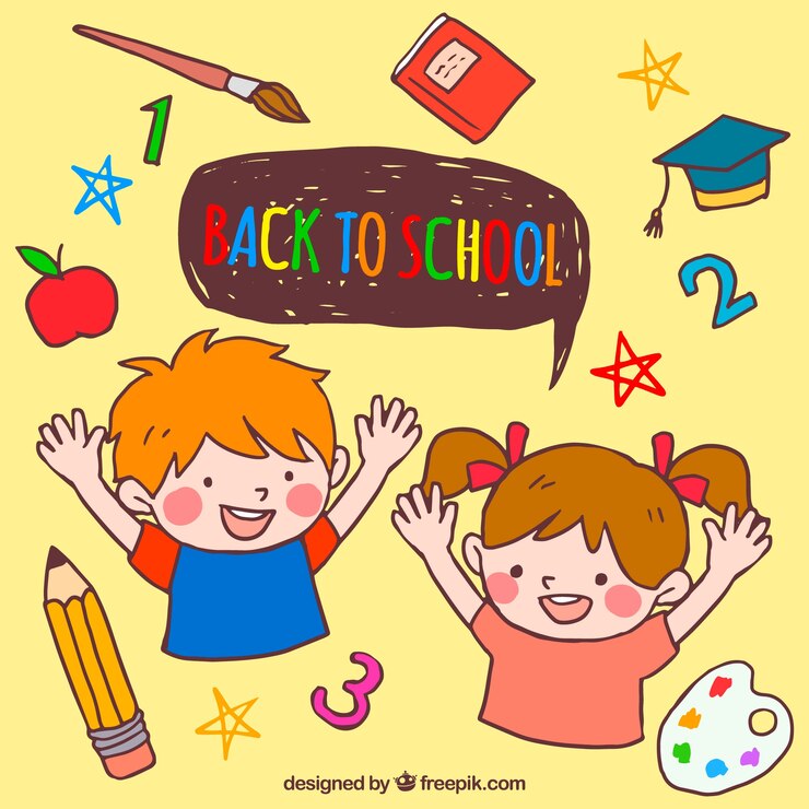 Vector gratuito concepto de vuelta al cole con niños felices