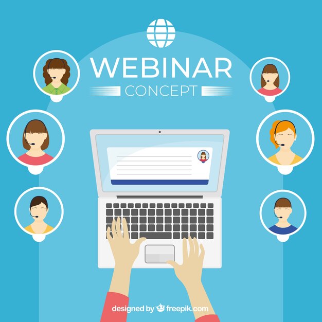Concepto de webinar con avatares