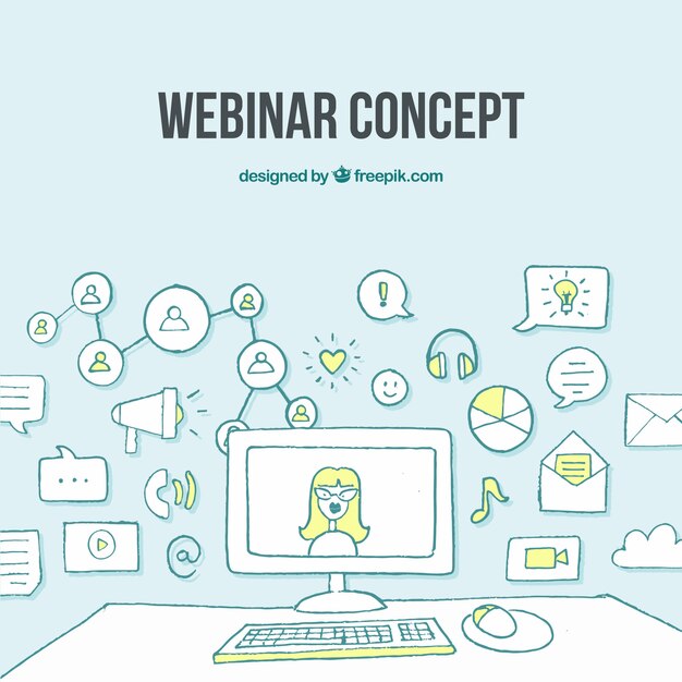 Concepto de webinar dibujado a mano