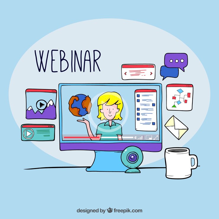 Vector gratuito concepto de webinar dibujado a mano