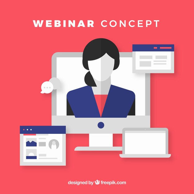 Concepto de webinar en diseño flat