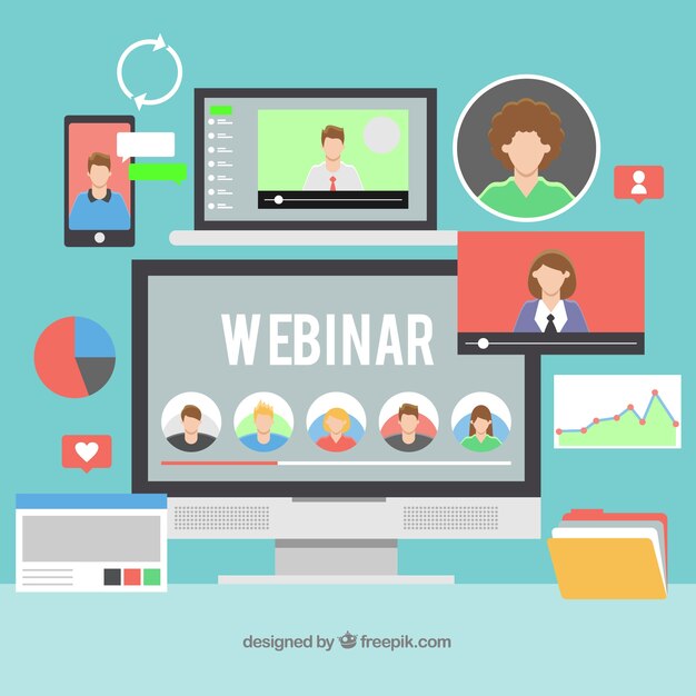 Concepto de webinar en estilo flat