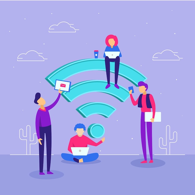 Concepto de wifi en diseño plano