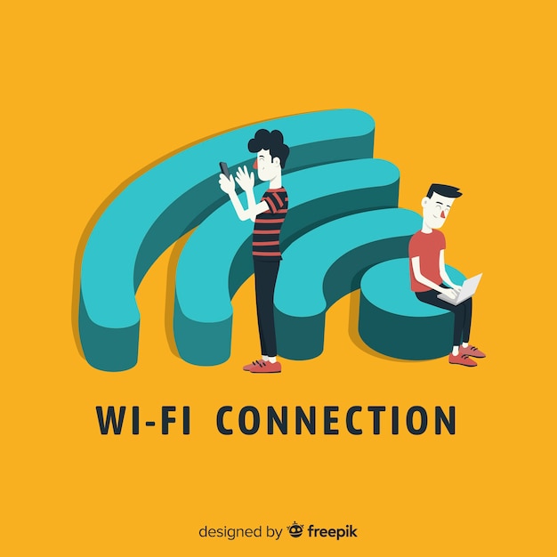 Vector gratuito concepto de wifi en diseño plano