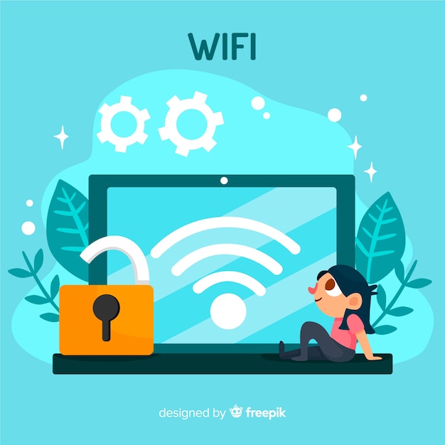 Vector gratuito concepto de wifi en diseño plano