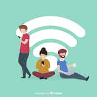 Vector gratuito concepto de wifi en diseño plano