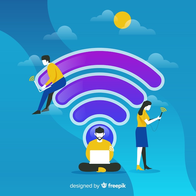 Vector gratuito concepto de wifi en diseño plano