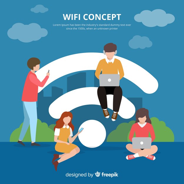 Concepto de wifi en diseño plano