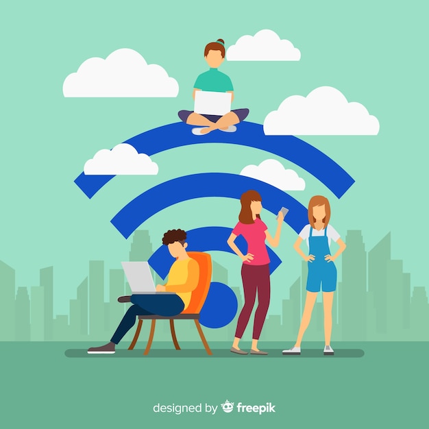 Concepto de wifi en diseño plano