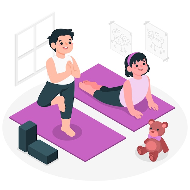 Vector gratuito el concepto de yoga para niños