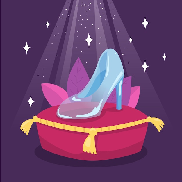 Concepto de zapato de cristal de Cenicienta