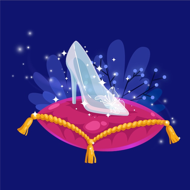 Concepto de zapato de cristal de Cenicienta