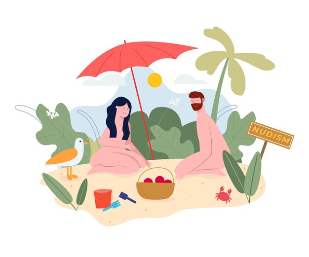 Concepto de zona desnuda plana ilustrada