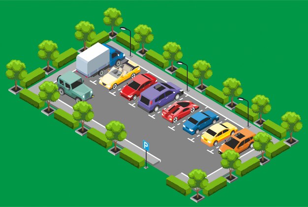 Concepto de zona de estacionamiento isométrica