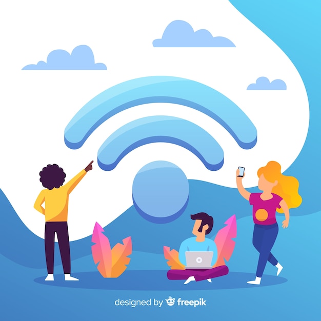 Vector gratuito concepto de zona wifi en diseño plano con señal