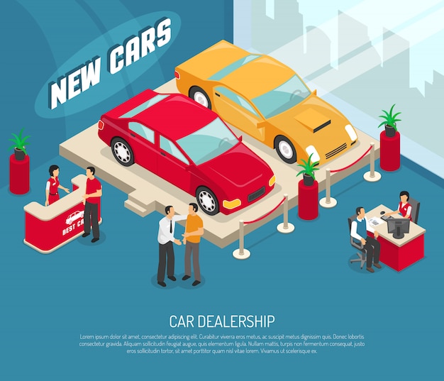 Concesionaria de coches de arrendamiento de composición
