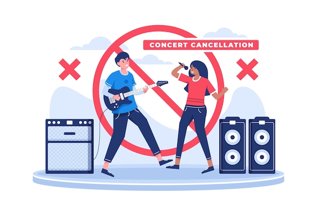 Vector gratuito concierto de banda cancelado ilustrado